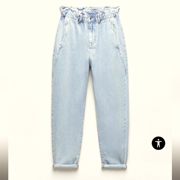 Zara High Rise Jeans w/Elasticized Waist - Picture 1 of 7